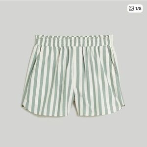 Madewell Sage and White Striped Pull On Shorts